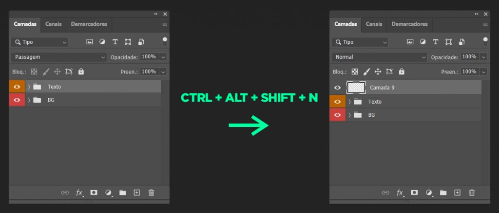 Photoshop Criar Camada Atalho