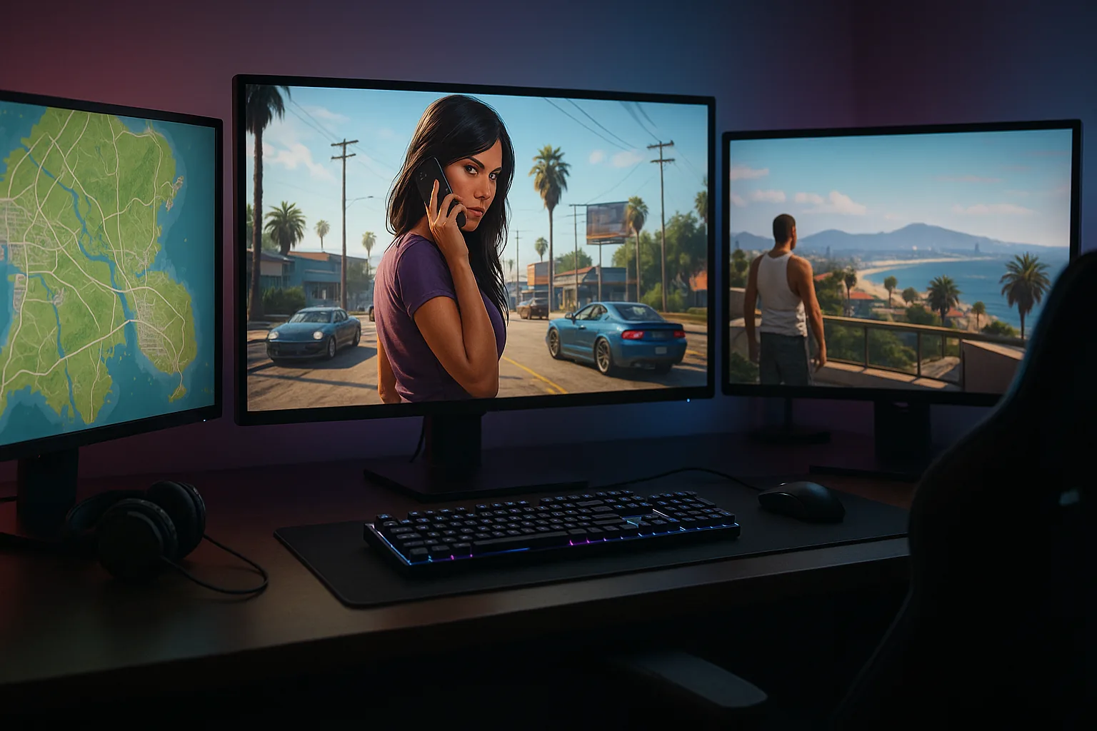 Imagens do gameplay de GTA VI vazado por Cyberleek mostram mundo aberto detalhado