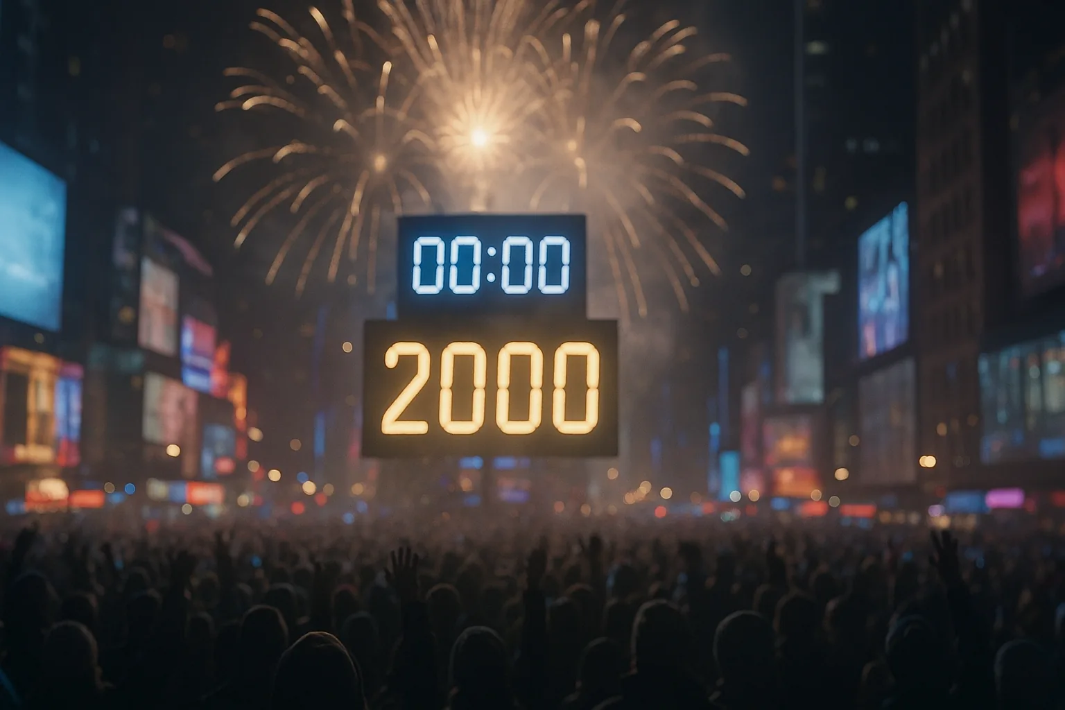 A virada do milênio em Times Square: o mundo continha a respiração