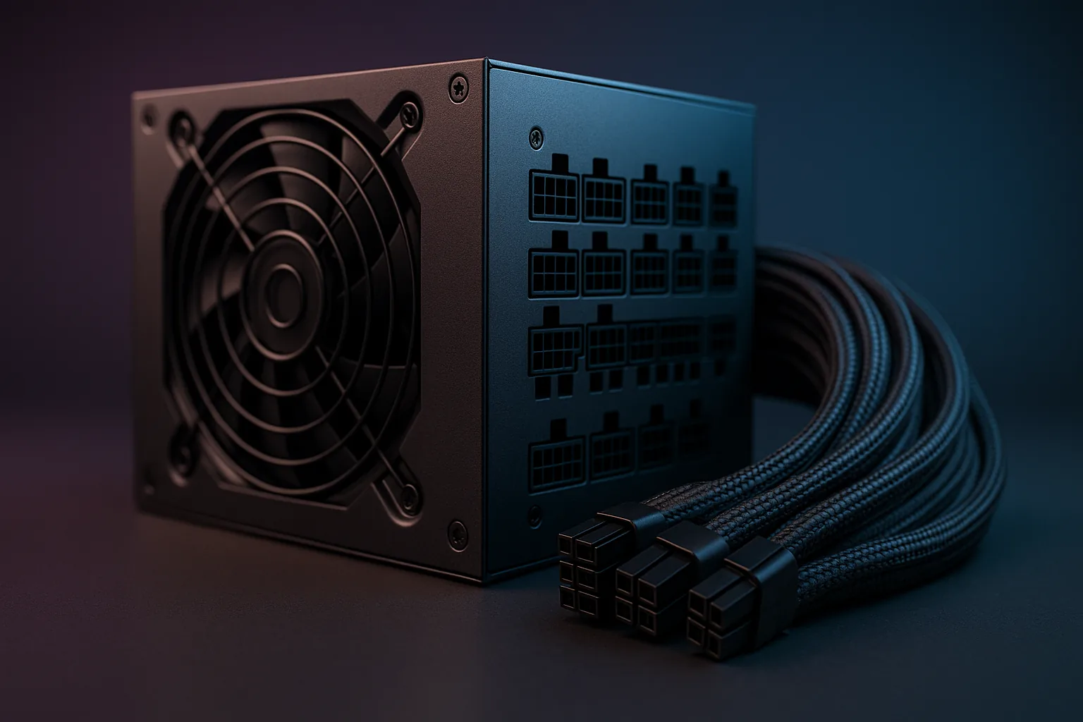 Etiqueta da fonte: onde ler a potência real no rail +12V