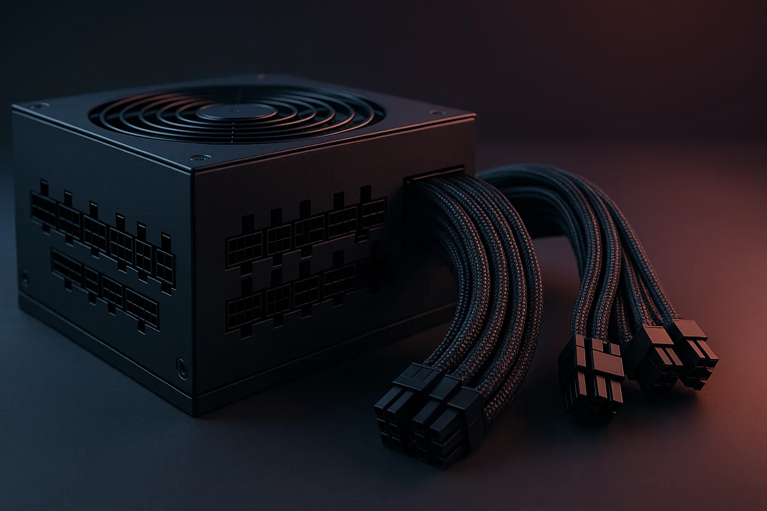 Organização de cabos com fonte semi modular — airflow limpo e visual arrumado