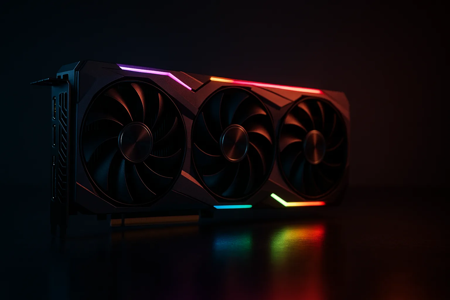 Interior de gabinete com gestão de cabos e GPU instalada
