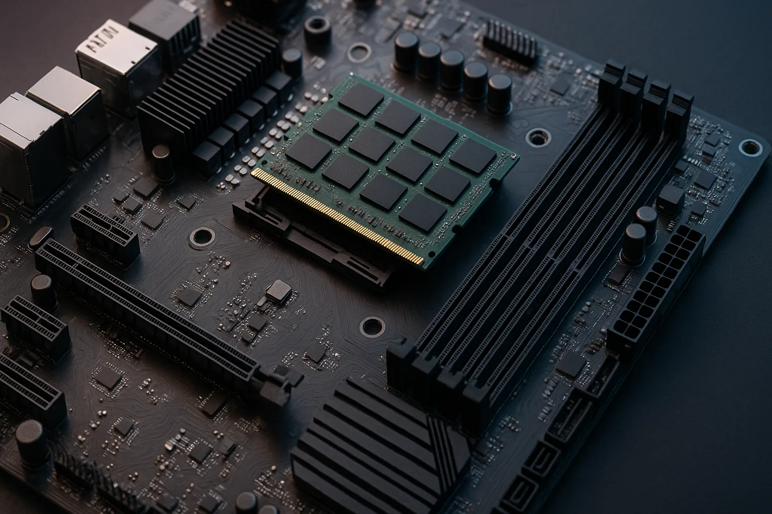 Módulos DDR5 instalados em dual channel na placa-mãe