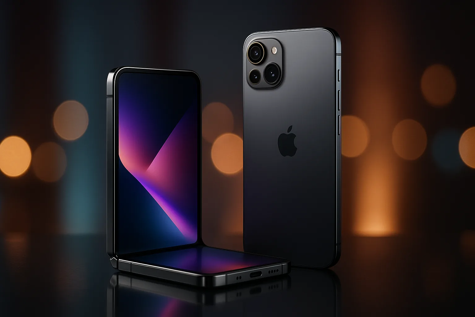 iPhone Duo aberto e fechado: o primeiro foldable da Apple tem tela interna de 7,6 polegadas