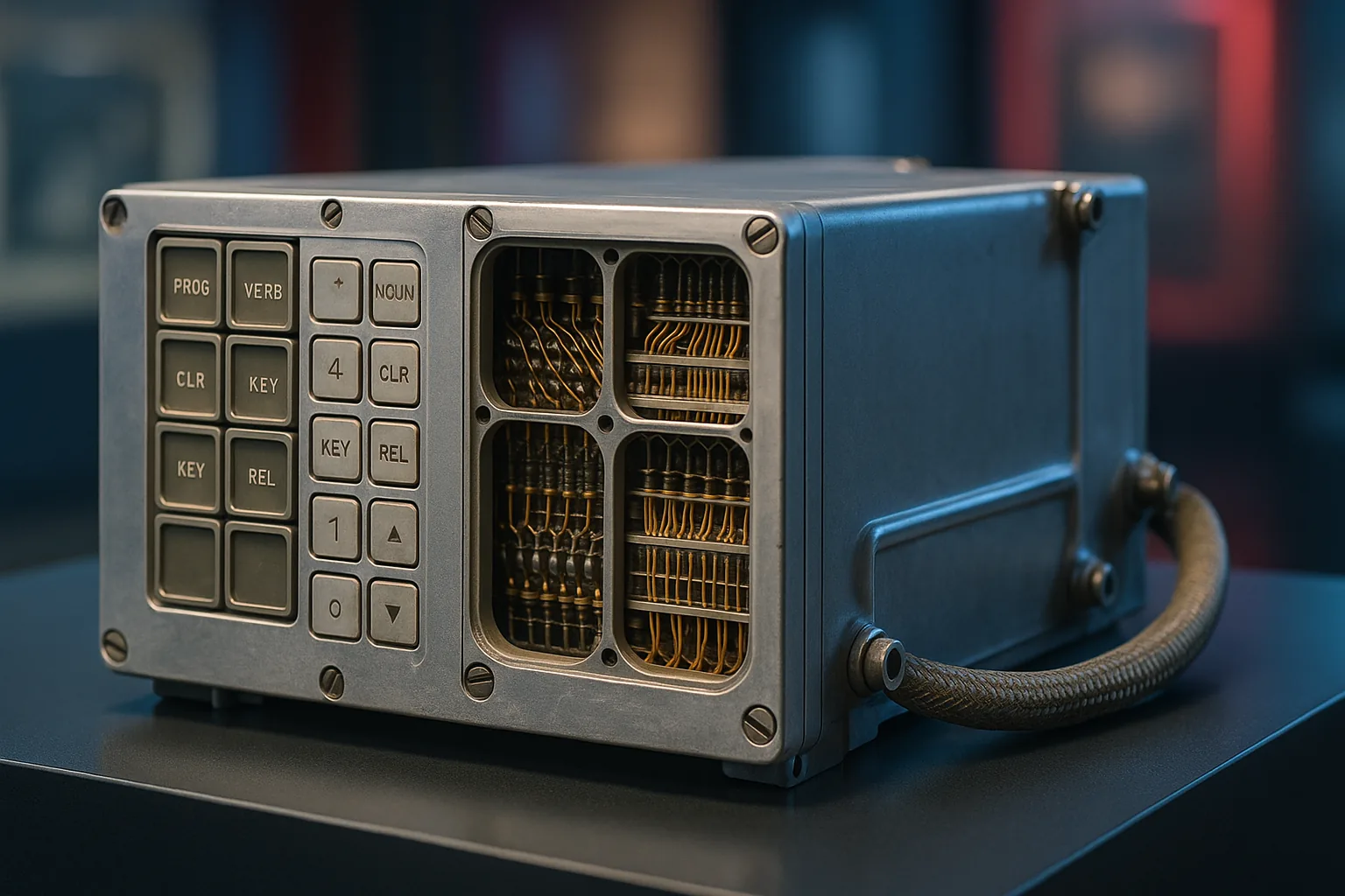 O Apollo Guidance Computer original, exposto em museu — 32 kg de engenharia que foi à Lua