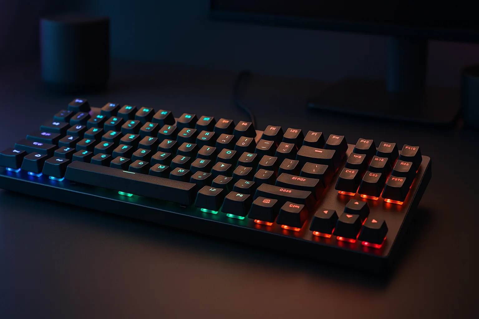O Aula F75 Pro em toda sua compacidade: layout 75% com RGB por tecla