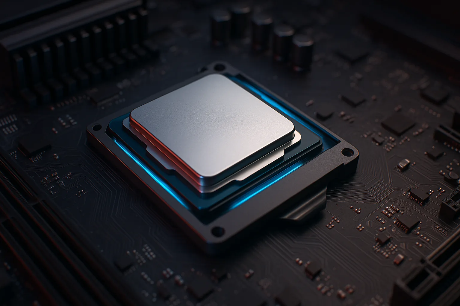 Conceito do Intel Nova Lake com BFC — cache L3 massivo integrado ao design do processador
