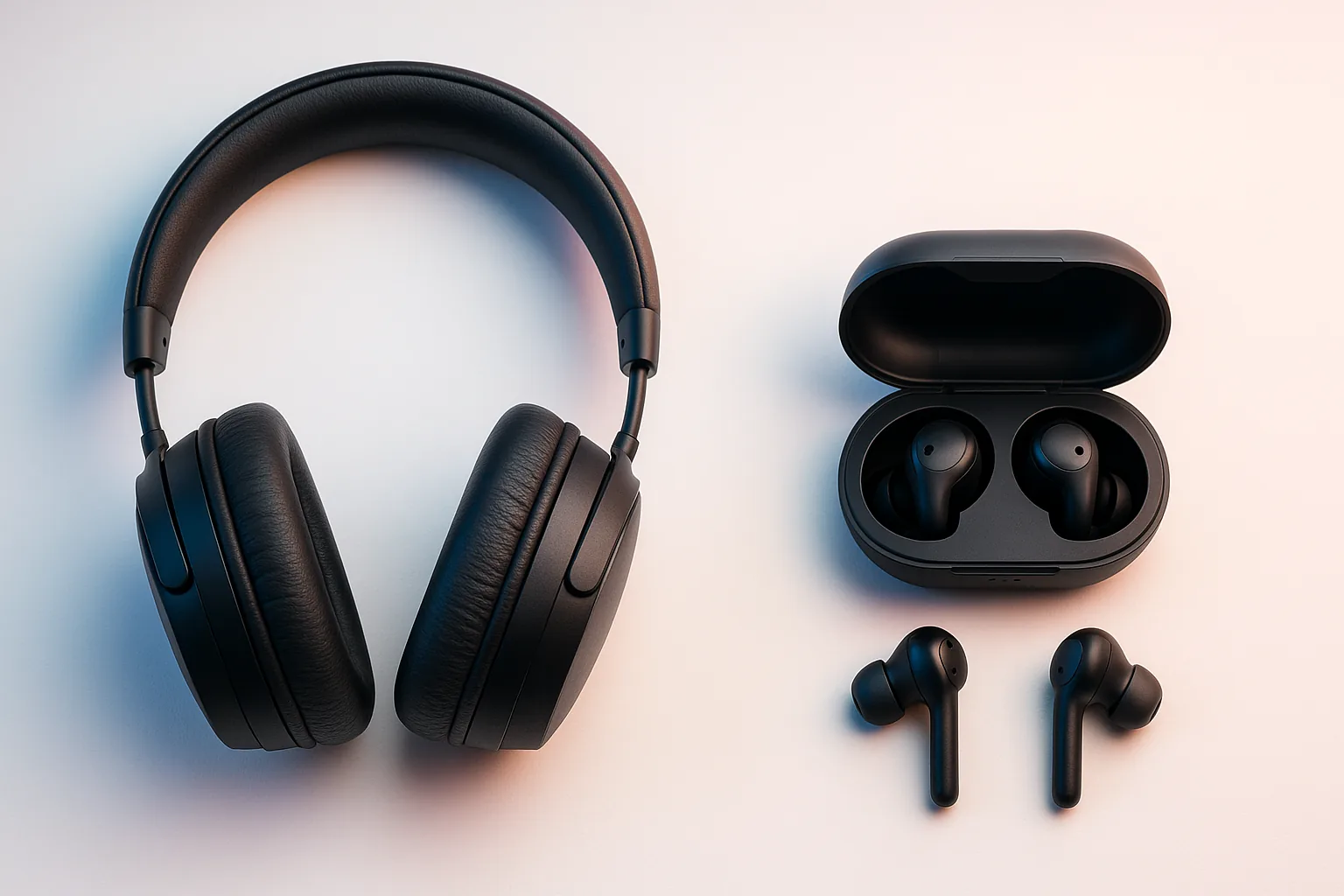 Diferentes tipos de fones Bluetooth: over-ear e in-ear