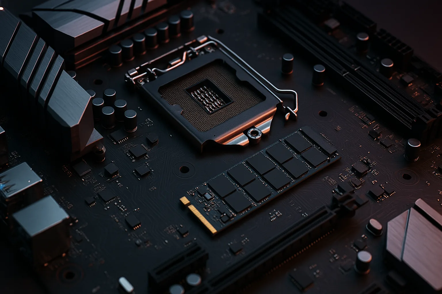 SSD NVMe Gen5 com dissipador instalado na placa-mãe