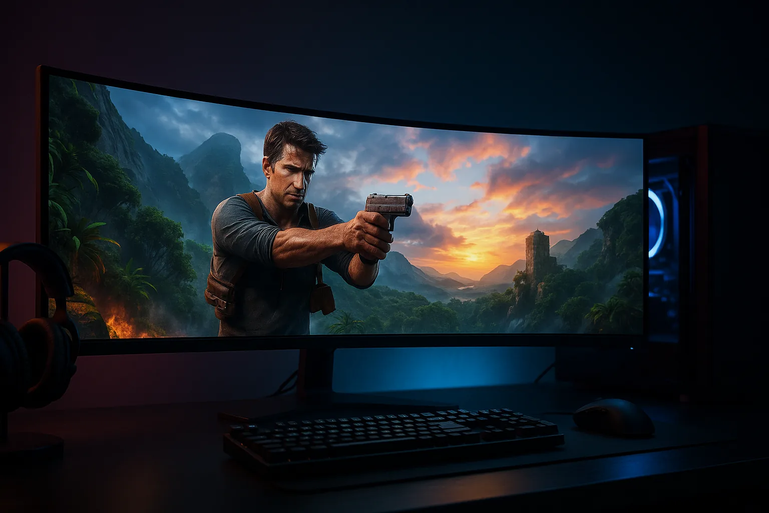 Uncharted rodando no PC com DLSS ativo — resultado impressiona pela fluidez